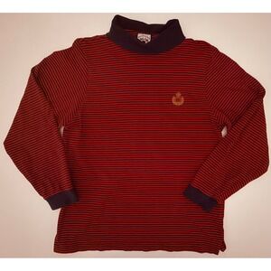 VTG Faconnable by Albert Goldberg Red & Navy Striped‎ Mock Neck Shirt Women's XL